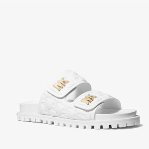 Michael Kors Stark Logo Embossed Slide Sandal - White
